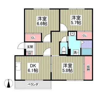 ガーデンムツミA【1階】の間取り