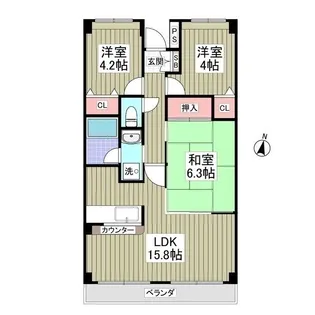 ヴィバーチェ武里【2階】の間取り