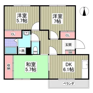ガーデンムツミA【1階】の間取り