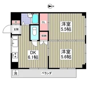 ハイツ霜越【402号室】の間取り
