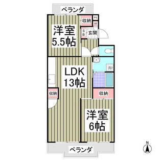 行田ハイツ1号棟【404号室】の間取り