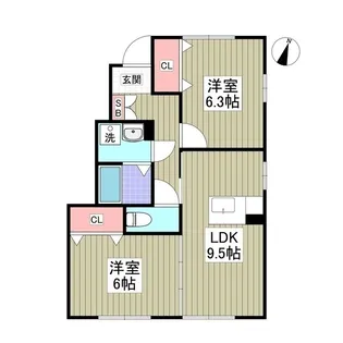 グレースセレノ小山【1階】の間取り