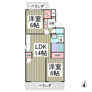行田ハイツ2号棟【2階】の間取り