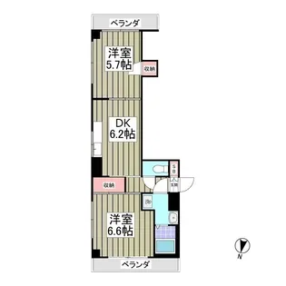 レイルビルⅡ 旧パークサイド横山【3階】の間取り