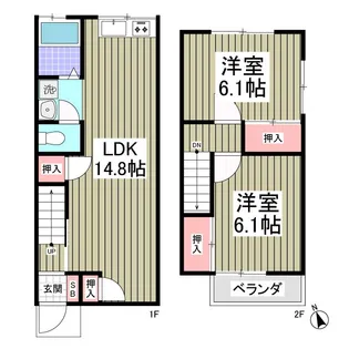 大磯ハイツB棟【1階】の間取り