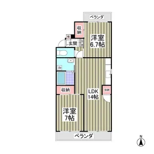 行田ハイツ2号棟【1階】の間取り