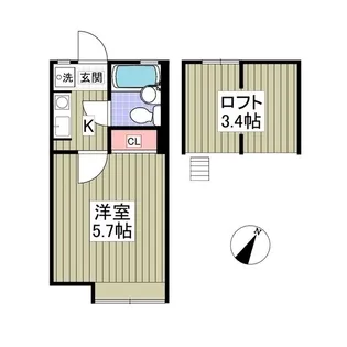ローズアパートR-18【1階】の間取り
