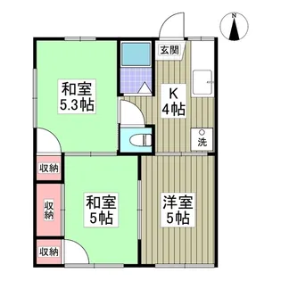 コーポたちばなB【1階】の間取り