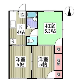 コーポたちばなB【1階】の間取り