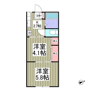 プランドール御幸 旧御幸コーポ【2階】の間取り