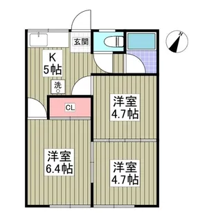 リブレス桐生堤町B【104号室】の間取り