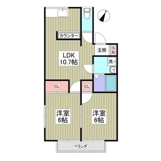 リブレス桐生堤町A【2階】の間取り