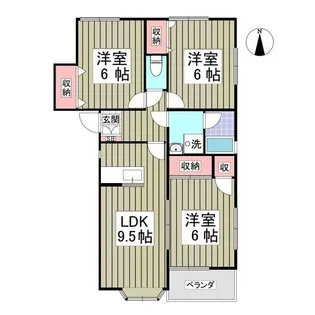 福島ハイツB-2【1階】の間取り