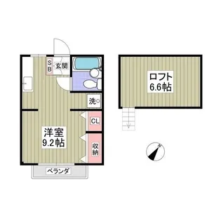 北新ムーンハイツ【2階】の間取り