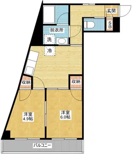 ハニーハイツ渡辺2【10階】の間取り