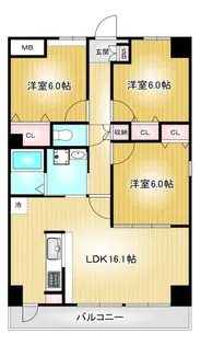 ノーブル徳川【6階】の間取り
