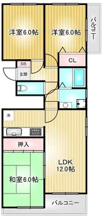 レインボー二女子【5階】の間取り