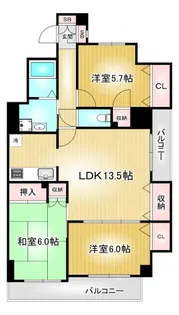シュロス東白壁【6階】の間取り