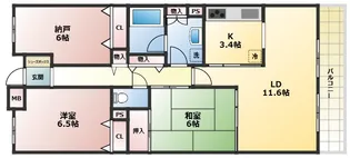 甲子園三番町ハイツ【1階】の間取り