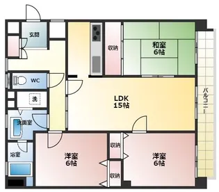 南甲子園ハイツ【3階】の間取り