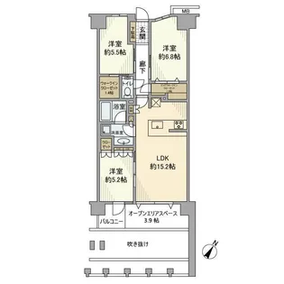 ヴェレーナシティ夙川パークナード【2階】の間取り