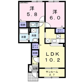 富山県富山市上大久保【アパート】の間取り