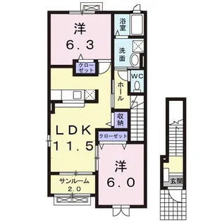 富山県富山市岩瀬白山町【アパート】の間取り