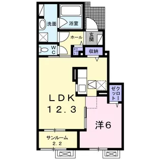 富山県富山市町村2丁目【アパート】の間取り