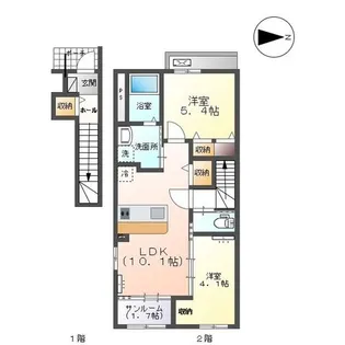 富山県富山市高木西【アパート】の間取り