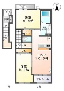 ユニヴァリィ コンフォルト【2階】の間取り