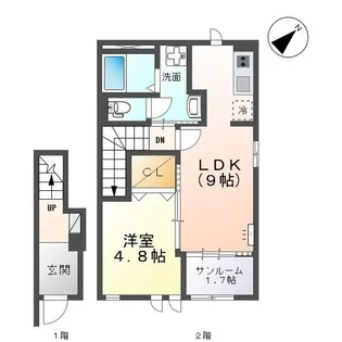 高岡市東下関新築アパート【2階】の間取り