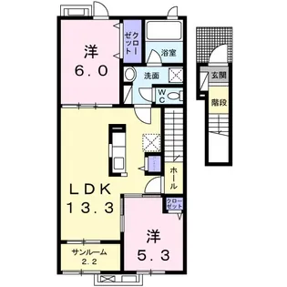 富山県砺波市太郎丸1丁目【アパート】の間取り