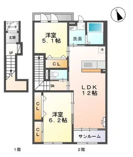 ユニヴァリィ ルミナスKⅡ【2階】の間取り