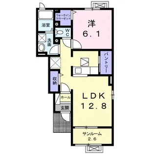 ニューバンブスⅢB【1階】の間取り