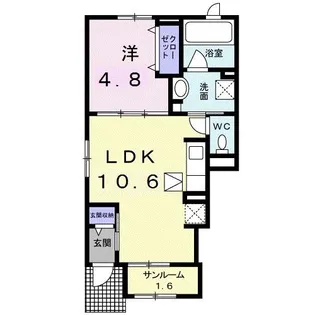 ユニゾン木津Ⅱ【1階】の間取り