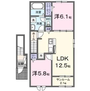 シャトー ソレイユⅢ A【2階】の間取り