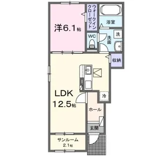 シャトー ソレイユⅢ A【1階】の間取り
