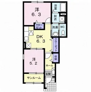 ボンヌ−ル・E・K Ⅱ【1階】の間取り