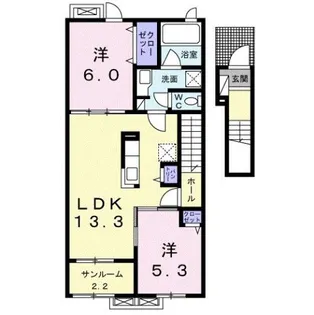 ソレイユ大門A【2階】の間取り