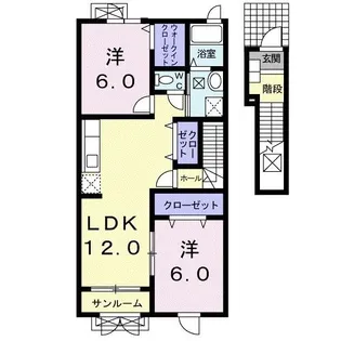 リバ−コ−ト A【2階】の間取り