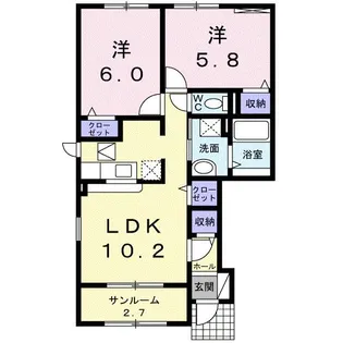 グロワールパレスA【1階】の間取り