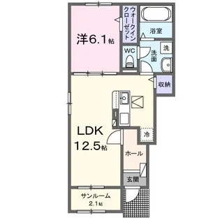 シャトー ソレイユⅢ A【1階】の間取り