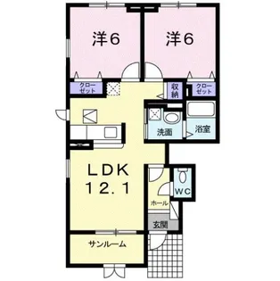 シェル・トゥールA【1階】の間取り