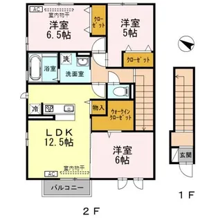 D−room小矢部 C棟【2階】の間取り