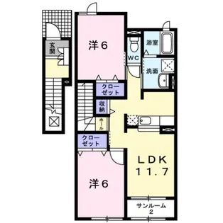ヴィラ・セレーノ C【2階】の間取り