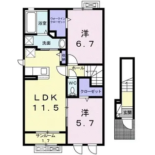 メルヴェーユ Ⅱ【2階】の間取り