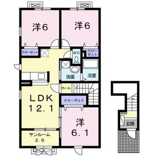 ヴィラ・クレール【2階】の間取り