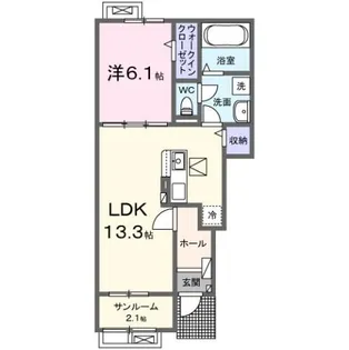 シャトー ソレイユⅢ B【1階】の間取り