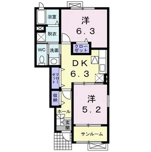スカイスクレ−パ− Ⅱ【1階】の間取り