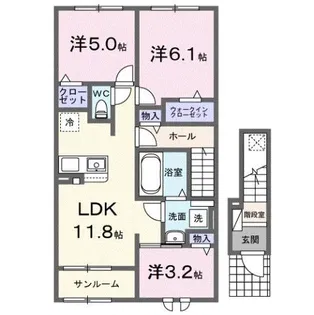 ヴィラ・フォンテーヌ・ルミエ【2階】の間取り